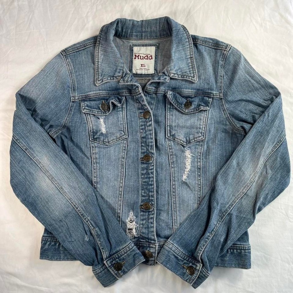 vintage mudd y2k distressed denim jacket